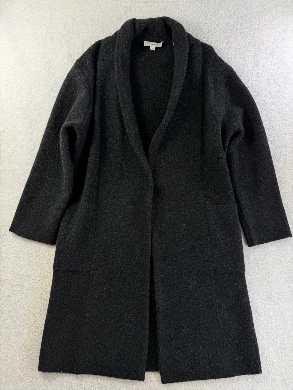 Vince Collar Cardigan Coat Merino Wool Alpaca Black S Relaxed Oversized Charcoal